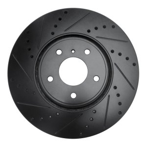 Infiniti FX35 Brake Rotor (1) - Front Left - R1 Concepts - Drilled & Slotted - Black - `05-`14